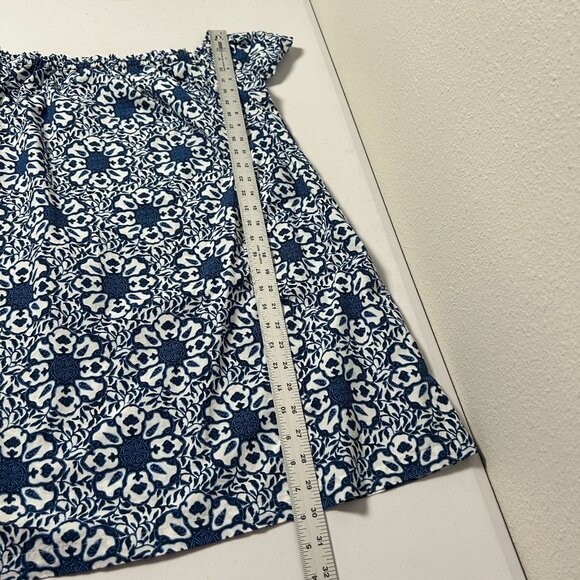 Vineyard Vines Off The Shoulder Mini Dress Womens S Blue White Tile Medallion - Picture 9 of 10